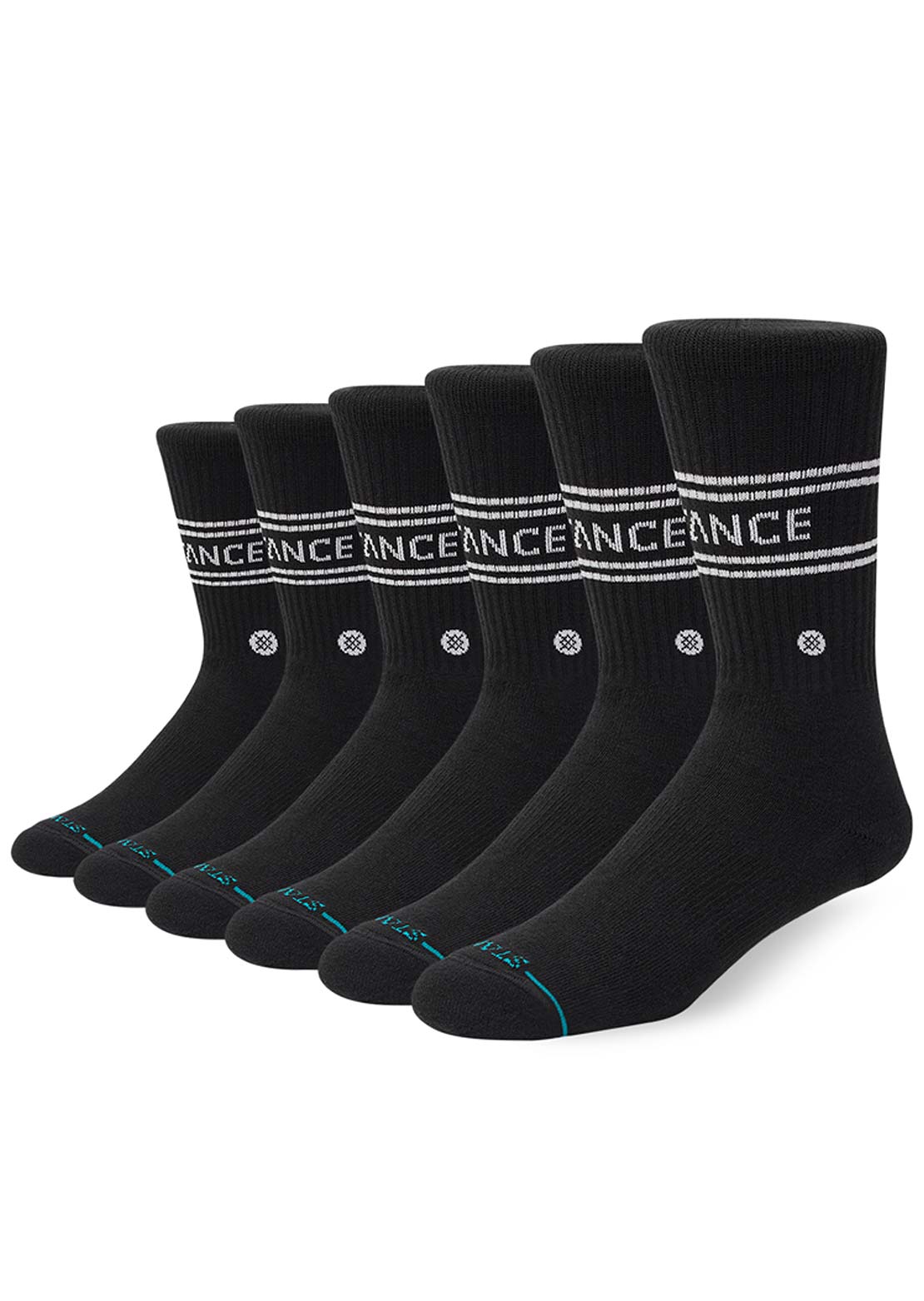 Stance Unisex Vital Crew Socks - 6 Pack Black
