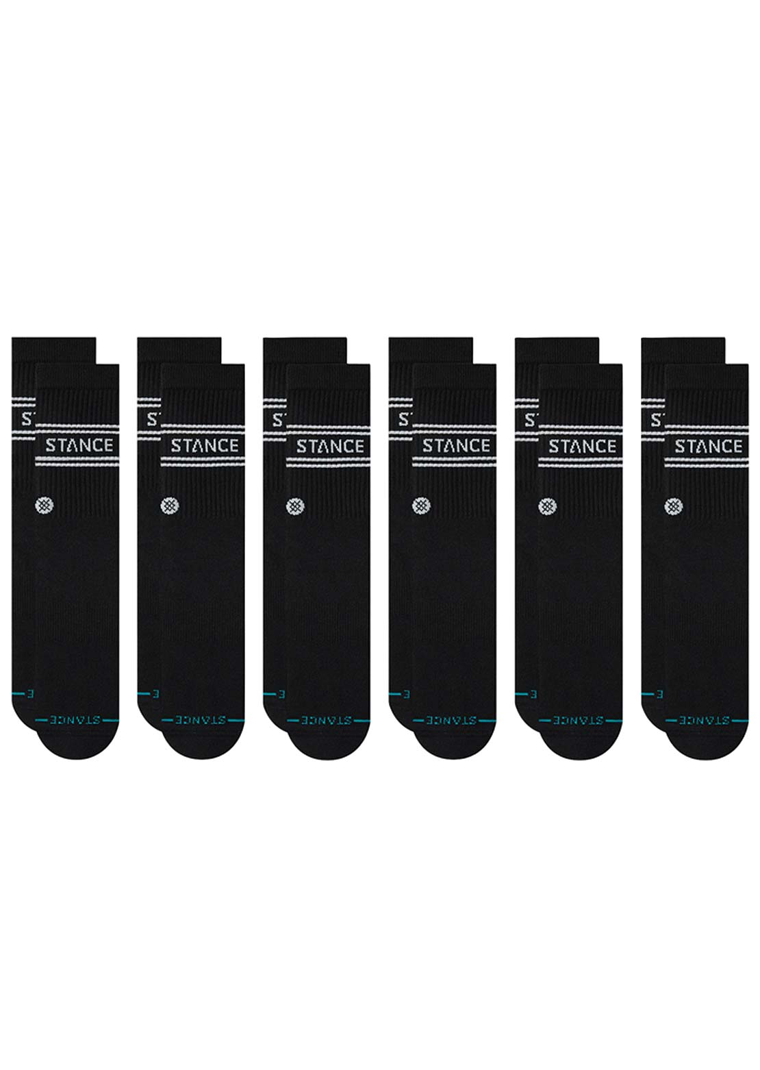Stance Unisex Vital Crew Socks - 6 Pack Black