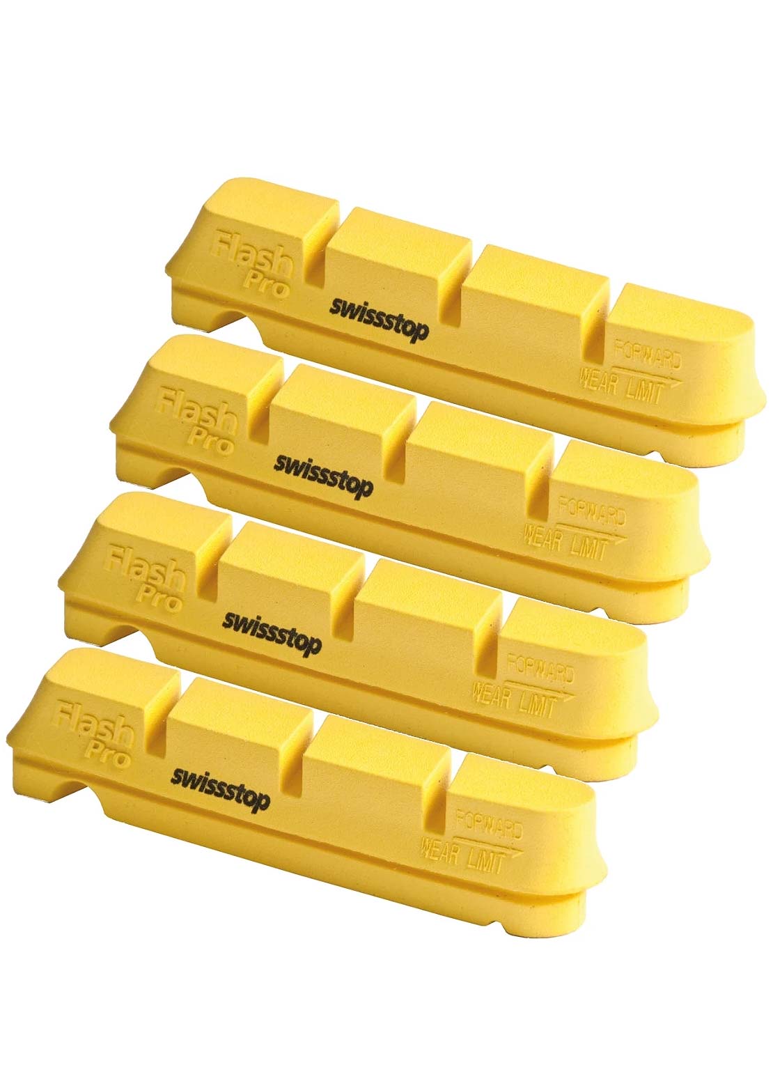 SwissStop FlashPro Replacement Rubber for Shimano Yellow King Carbon Rims Pack of 4