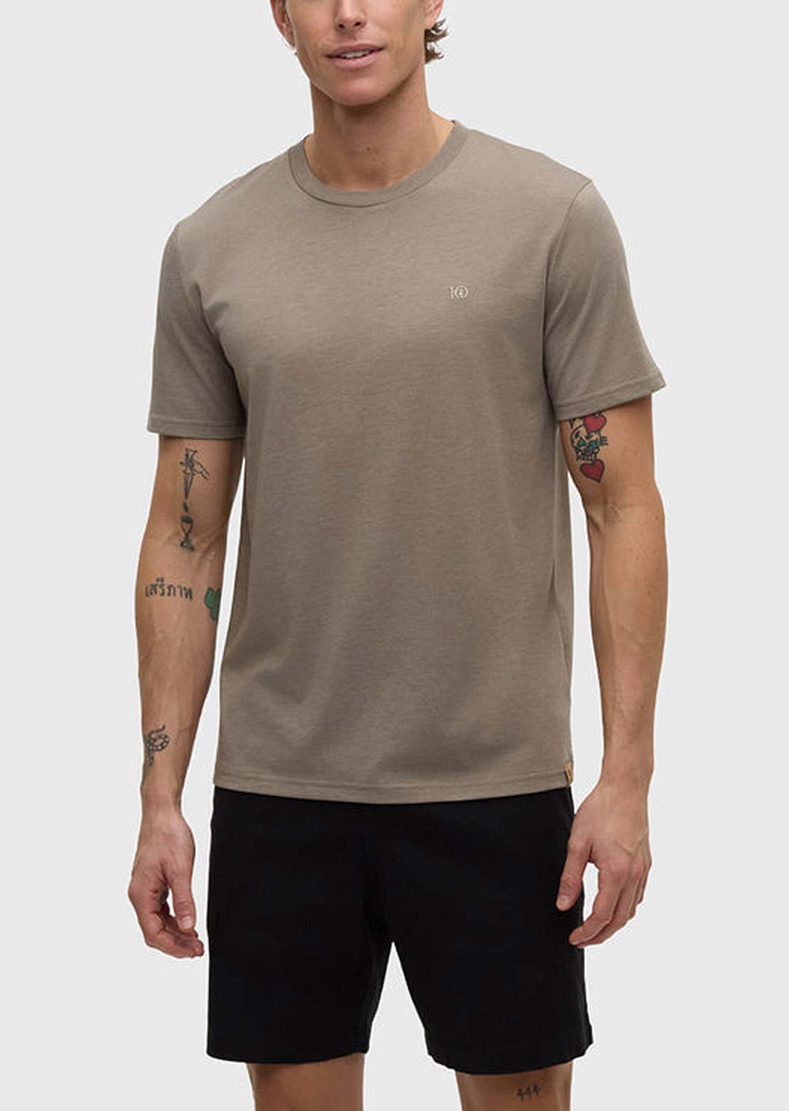 Tentree Men's Embroidered Ten T-Shirt Cley Heather/Creek Stone