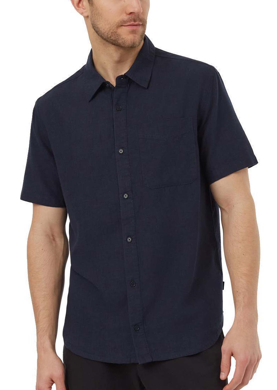 Tentree Men's Hemp Button Front Button Up Shirt Midnight Blue