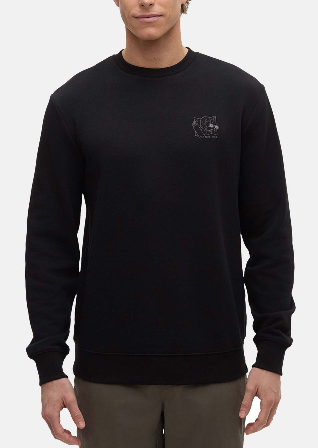 Tentree Men's Lake Life Essentials Crewneck Long Sleeve Meteorite Black/Clay