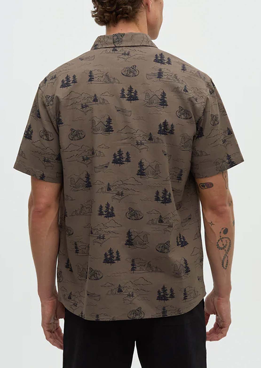 Tentree Men's Redwood Button Up Shirt Timber/Lake Sasquatch