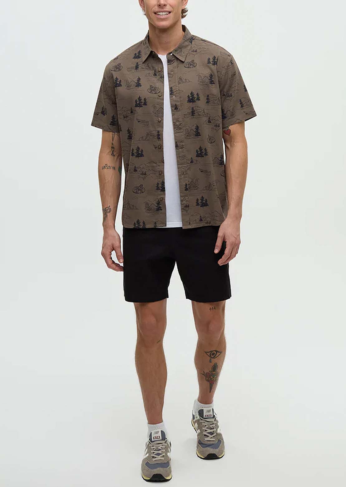 Tentree Men's Redwood Button Up Shirt Timber/Lake Sasquatch