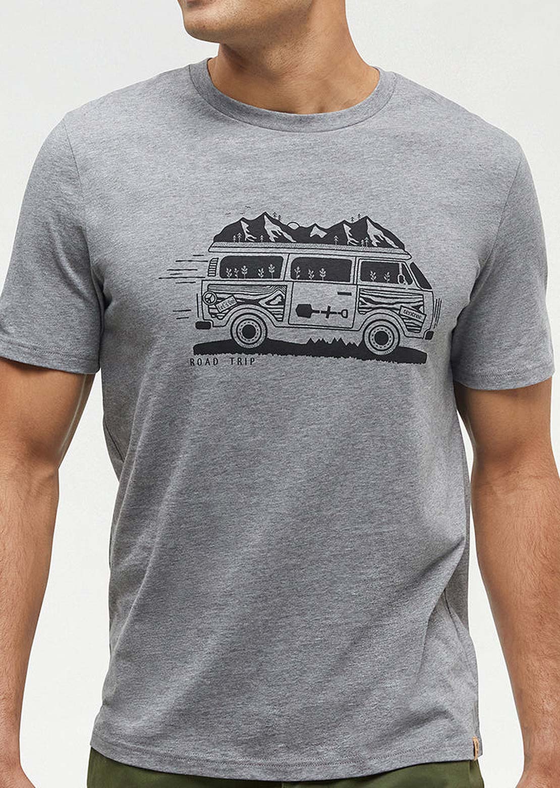 Tentree Men's Road Trip T-Shirt Grey Heather/Meteorite Black