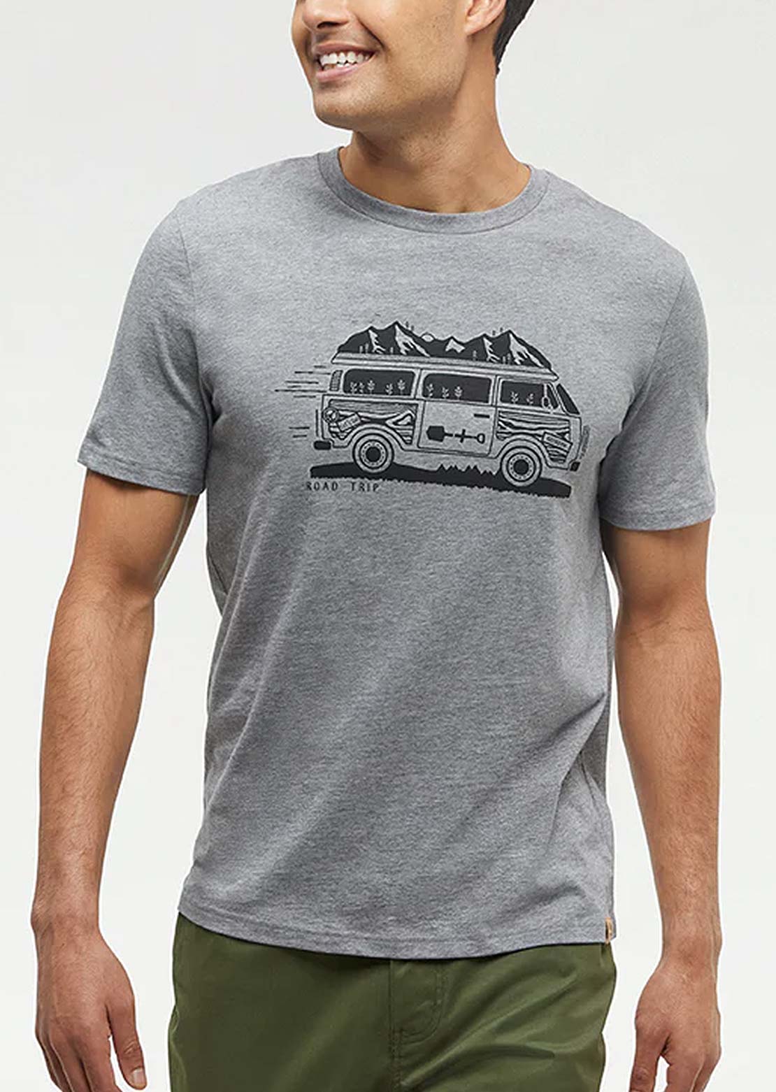 Tentree Men's Road Trip T-Shirt Grey Heather/Meteorite Black