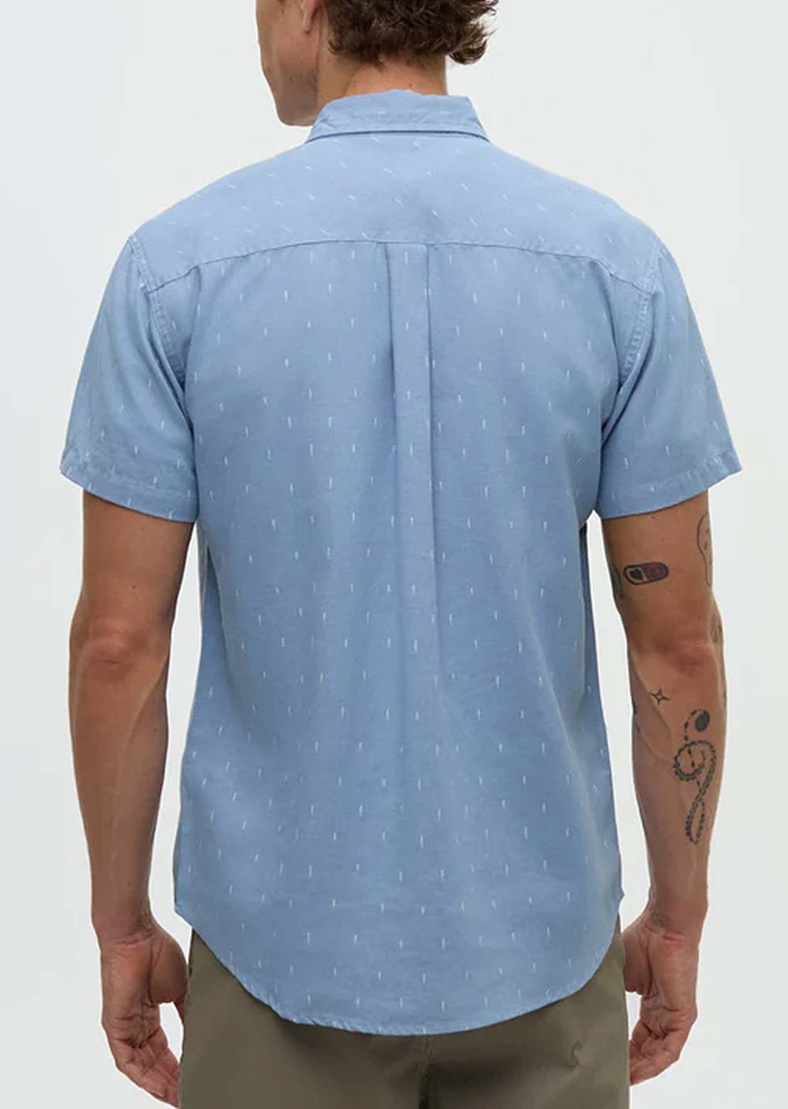 Tentree Men's Small Tree Mancos Button Up Shirt Lakeside Blue/Small Tree