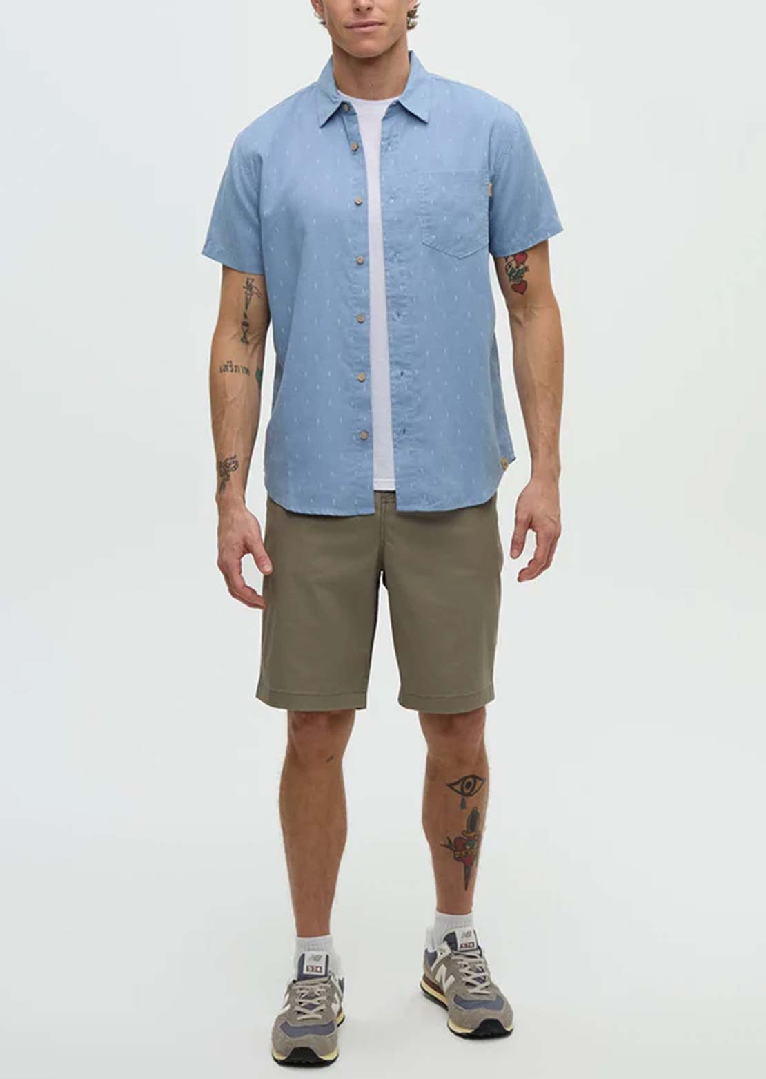 Tentree Men's Small Tree Mancos Button Up Shirt Lakeside Blue/Small Tree
