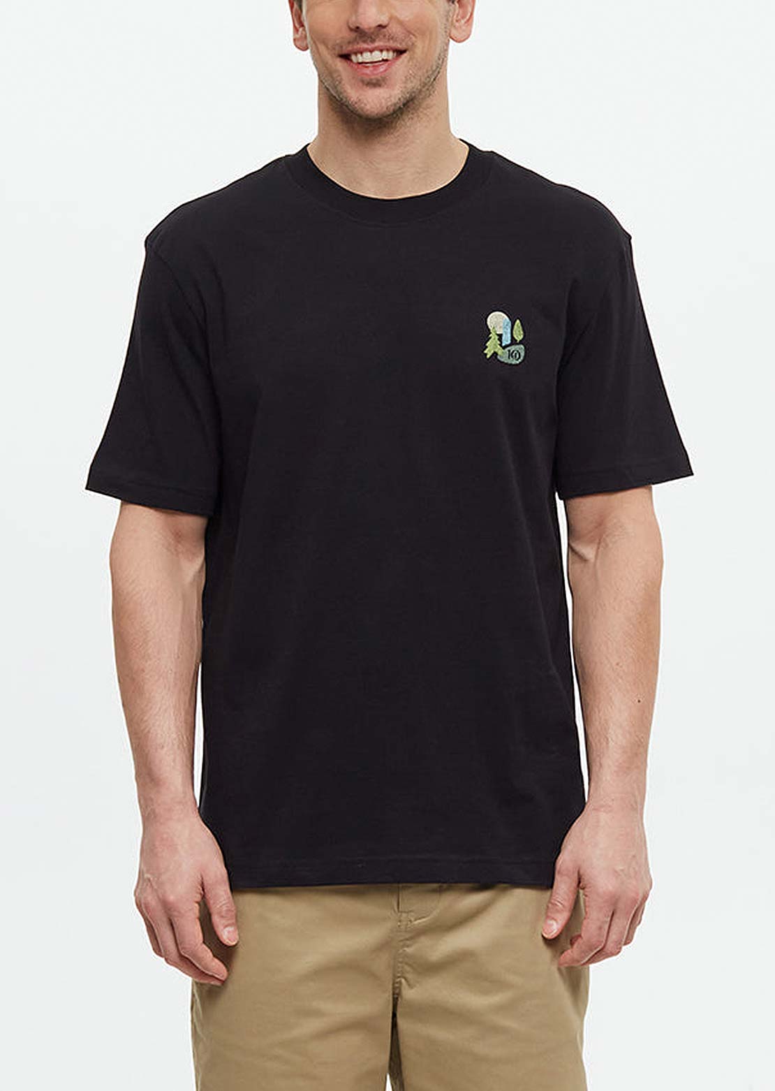 Tentree Men&#39;s Urban Abstract Relaxed T-Shirt Meteorite Black/Gulf Stream