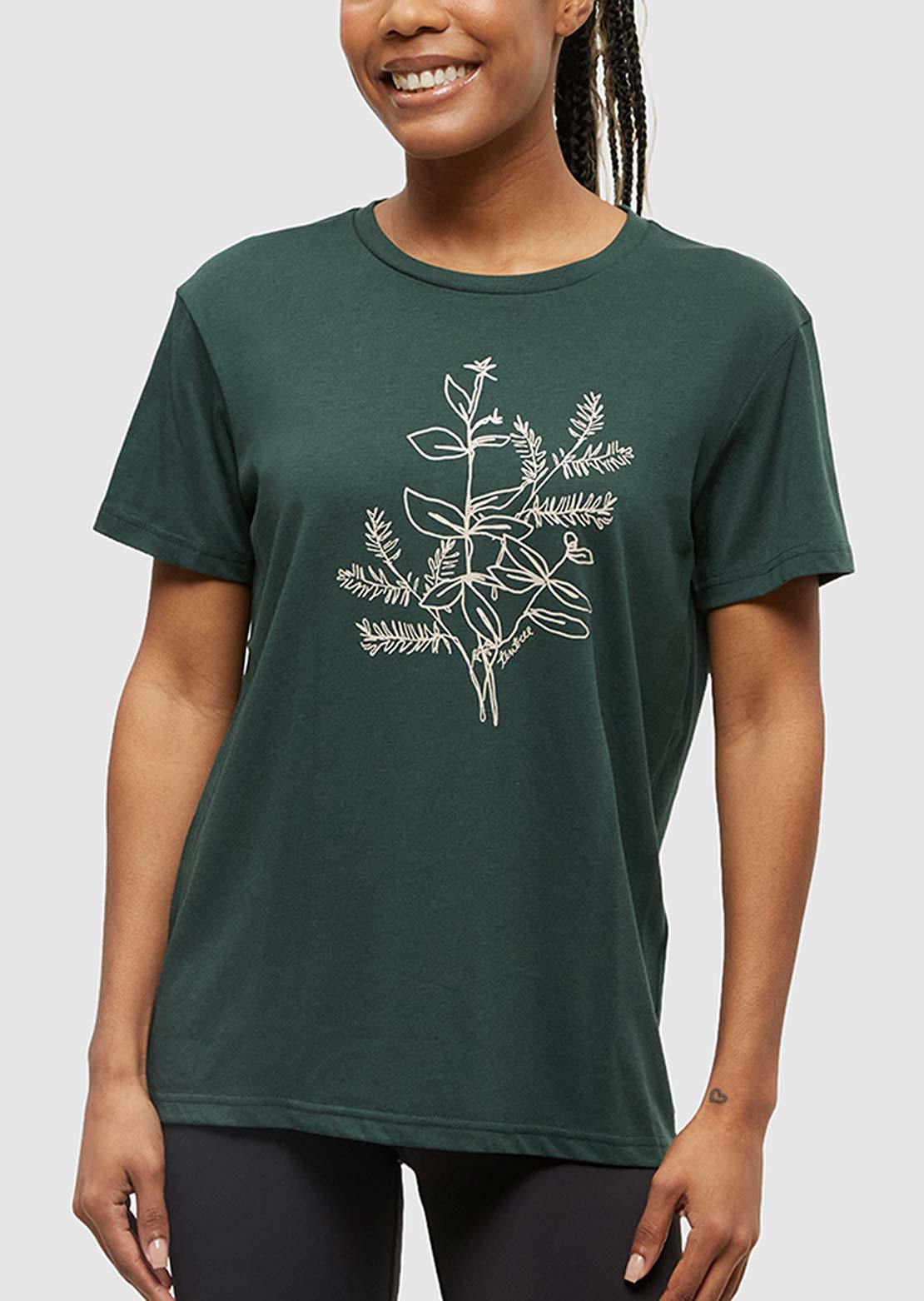Tentree Women's Autumn Flora T-Shirt Forest Pine/Warm Oak