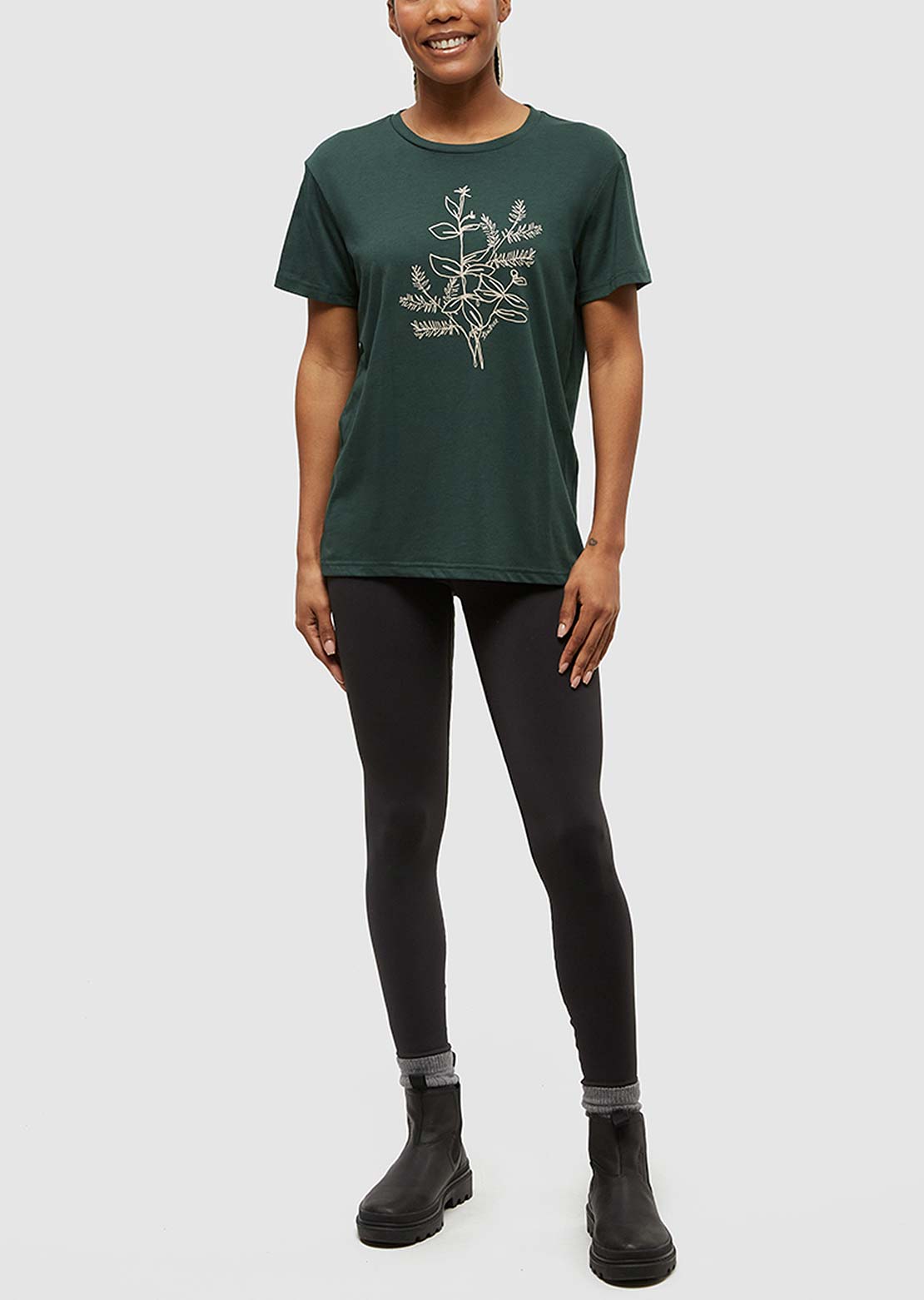 Tentree Women's Autumn Flora T-Shirt Forest Pine/Warm Oak