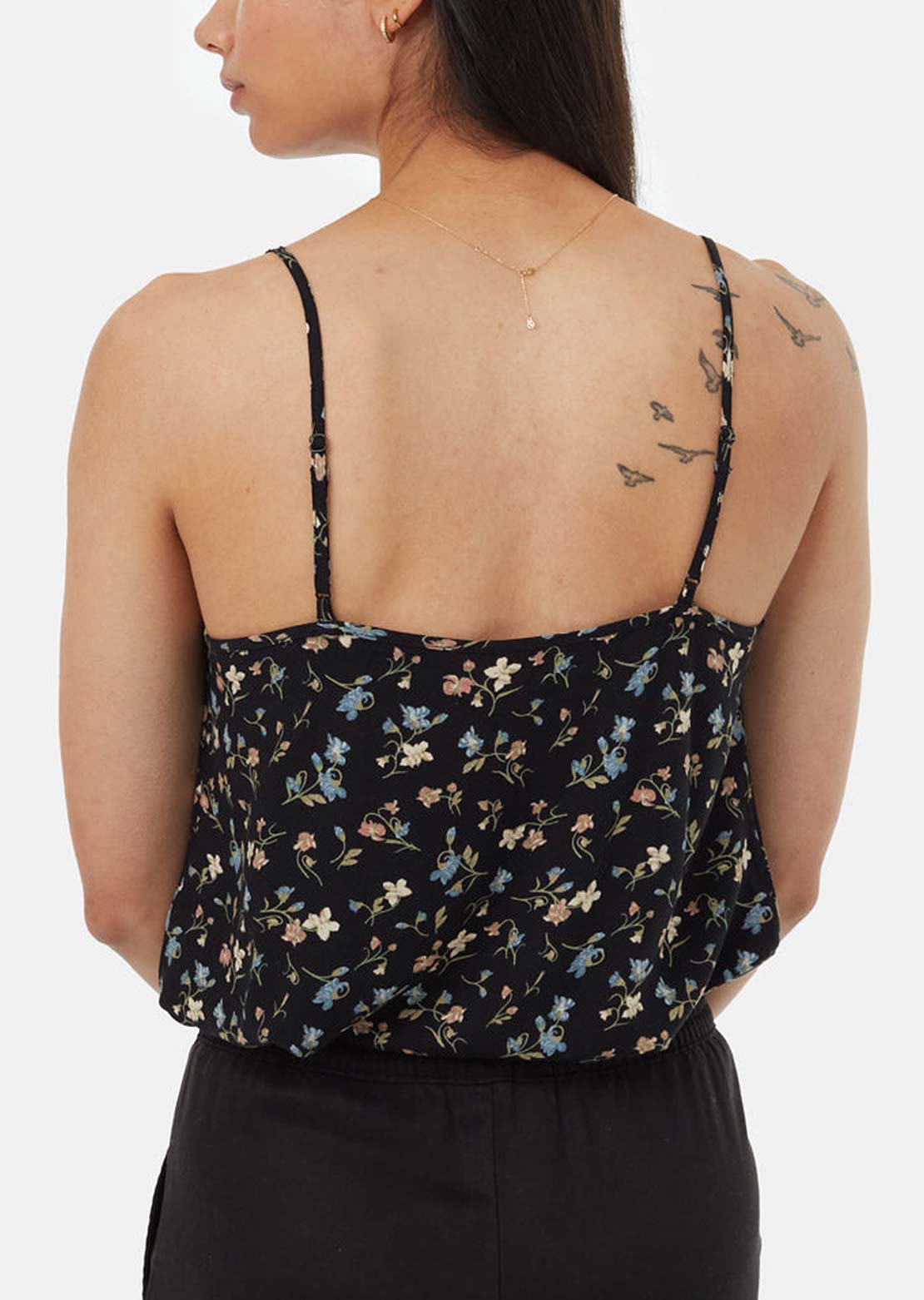 Tentree Women's EcoWoven Crepe Cami Meteorite Black/Blossom