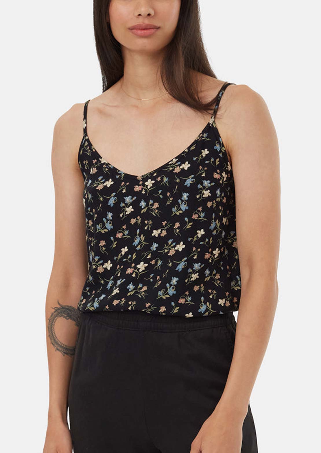 Tentree Women's EcoWoven Crepe Cami Meteorite Black/Blossom