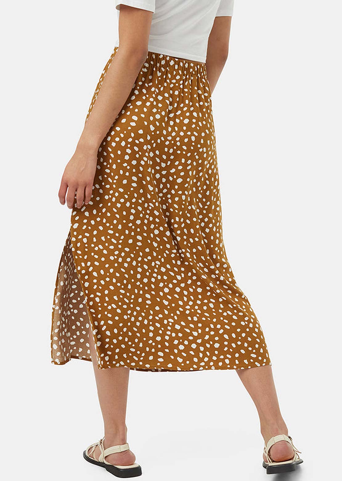Tentree Women&#39;s EcoWoven Crepe Skirt Golden Brown/Painterly Dot