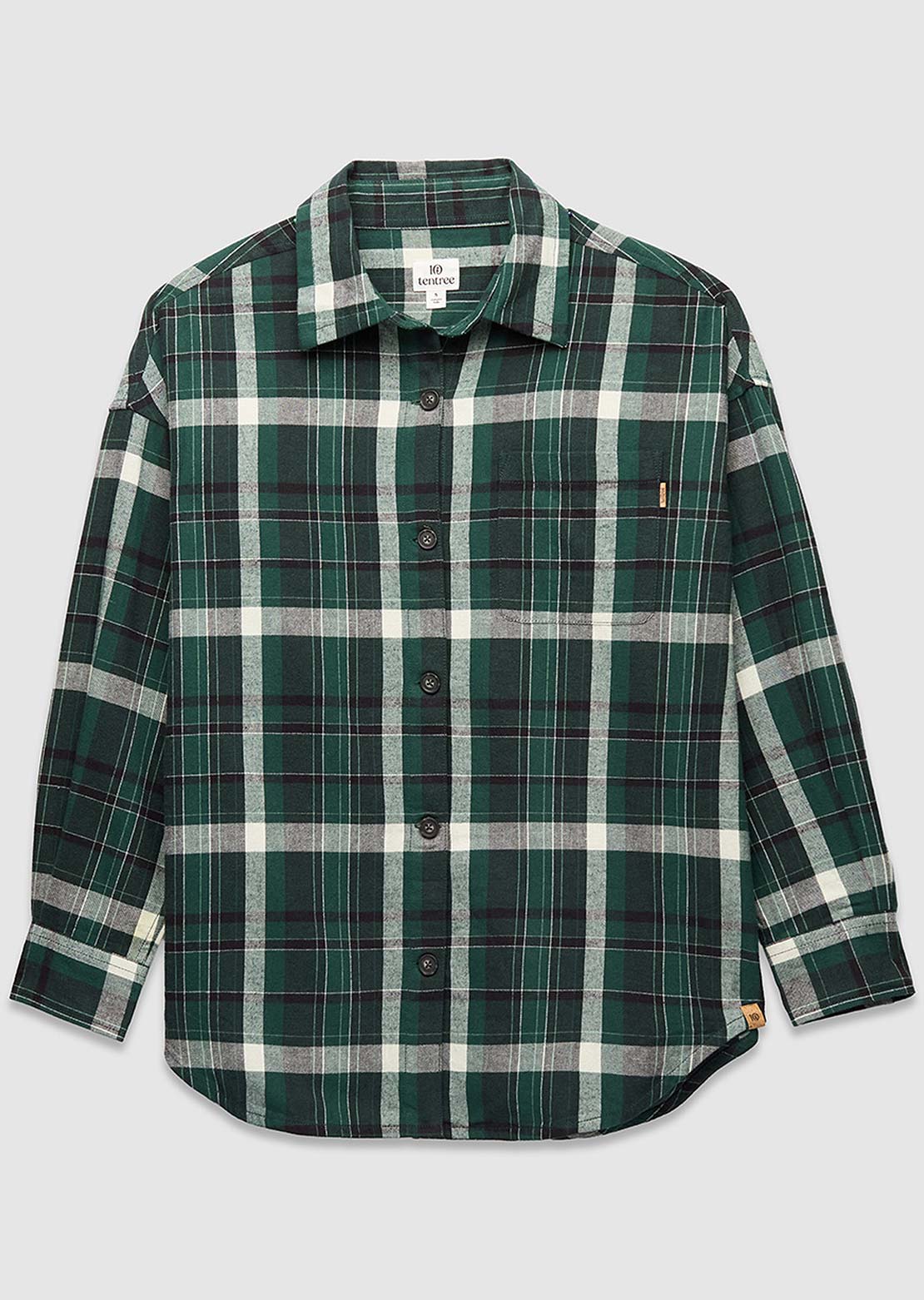 Tentree Women's Fernwood Flannel Button Up Shirts Forest Pine/Skyline Plaid