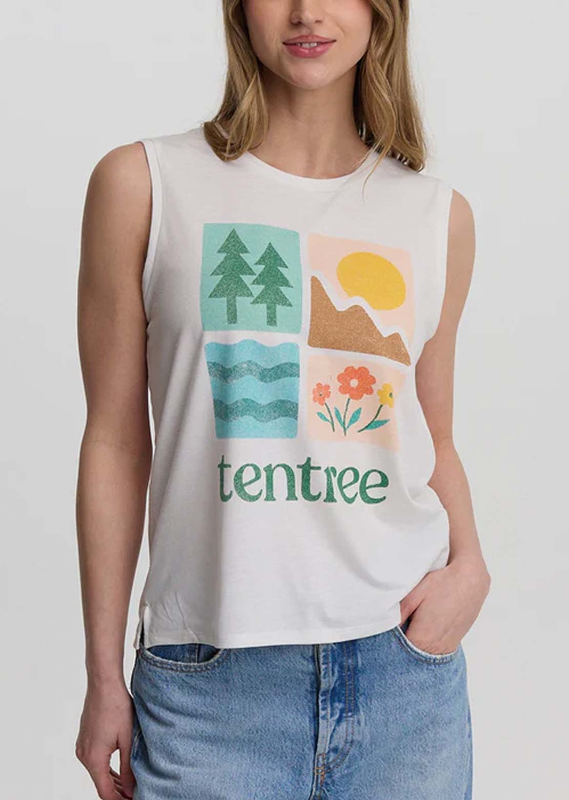Tentree Women's Four Square Tank Top Undyed/reen