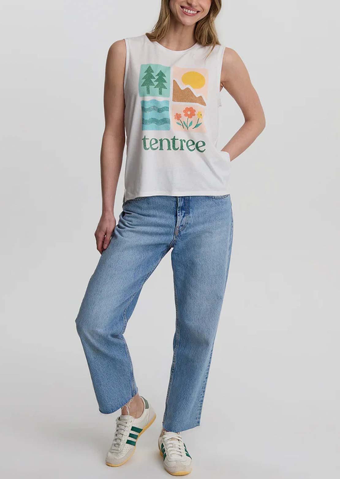 Tentree Women's Four Square Tank Top Undyed/reen