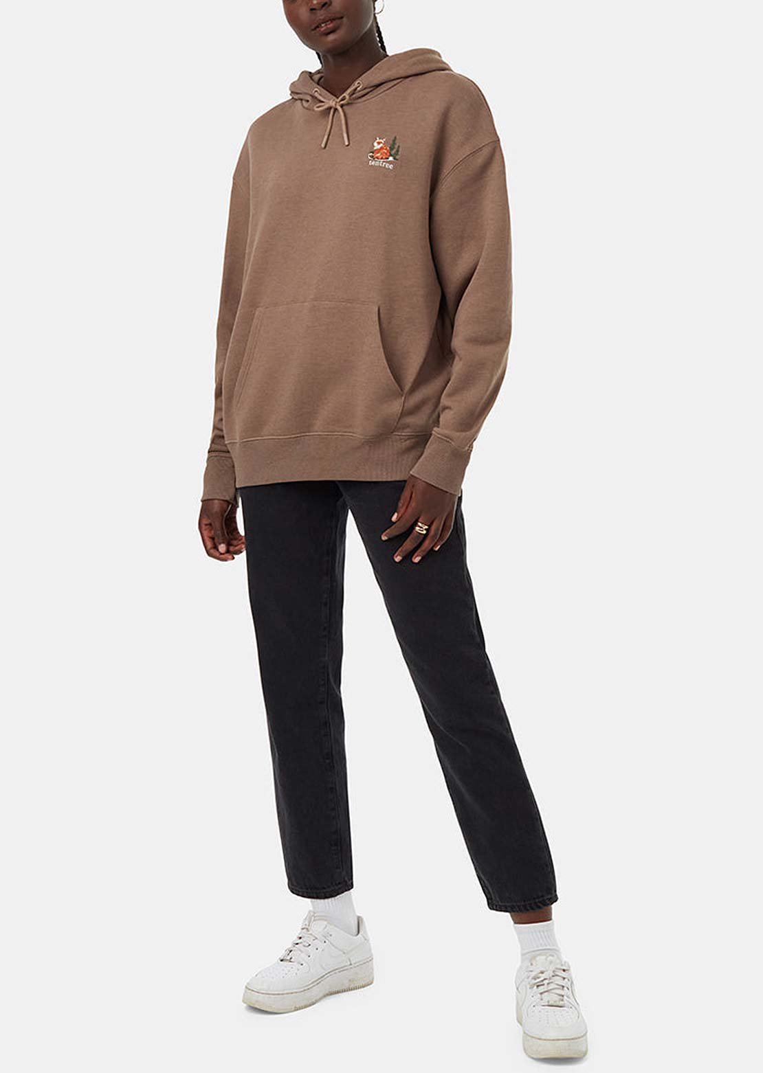 Tentree Women's Fox Wordmark Hood Fossil/Deep Jungle