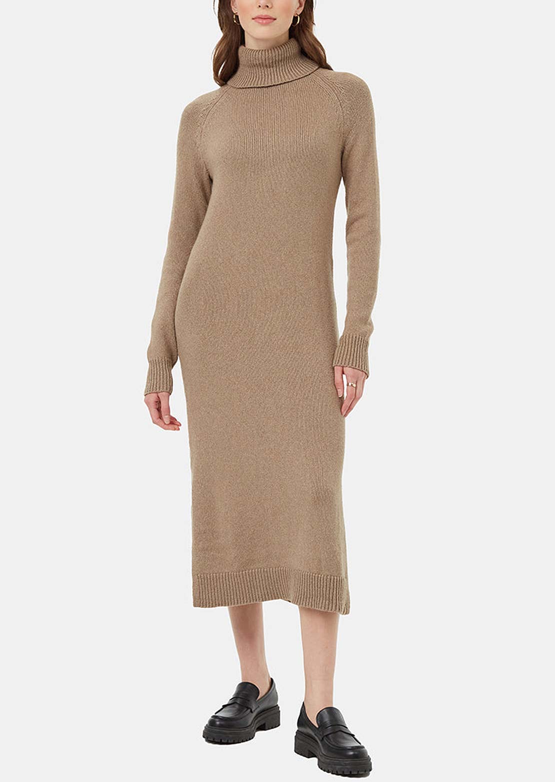 Tentree Women's Highline Turtleneck Maxi Dress Fossil Heather