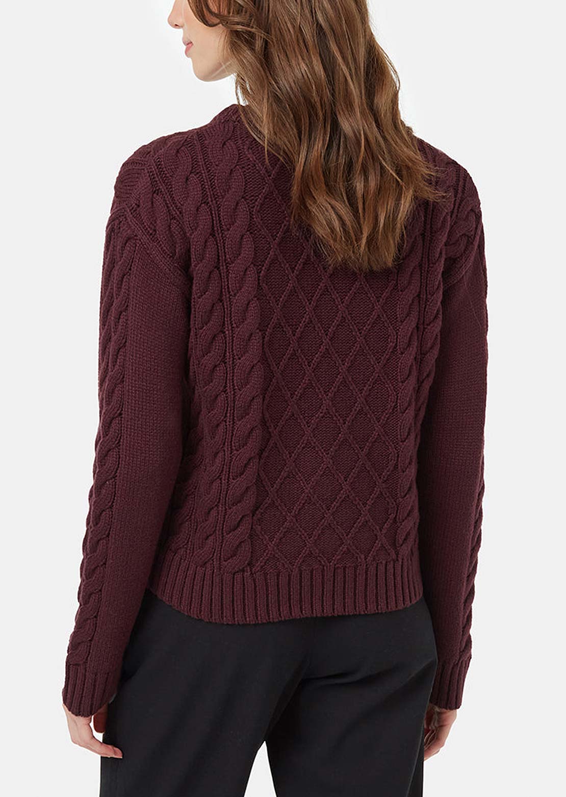 Tentree Women's Highline Wool Cable Crew Mulberry