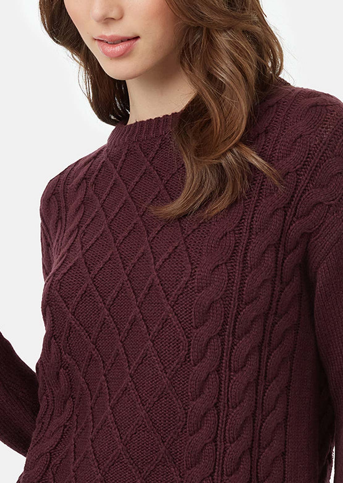 Tentree Women's Highline Wool Cable Crew Mulberry