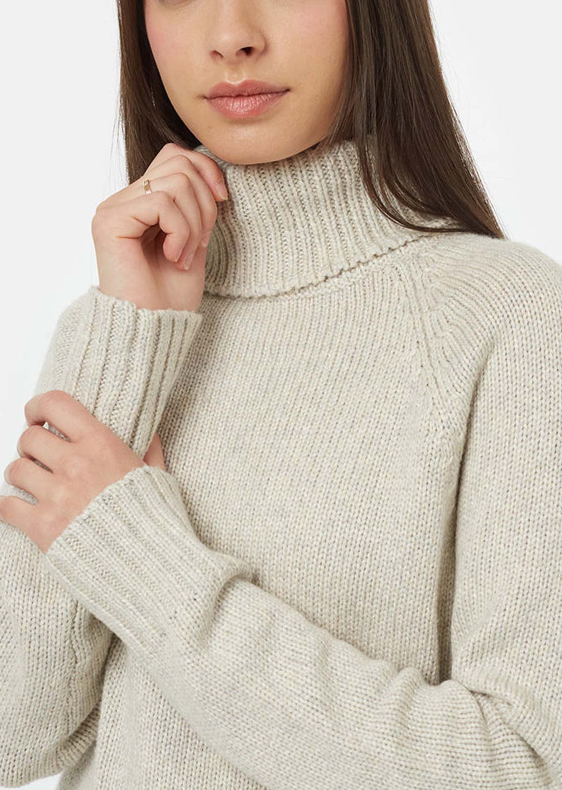 Tentree Women's Highline Wool Turtleneck Sweater Pale Oak Heather