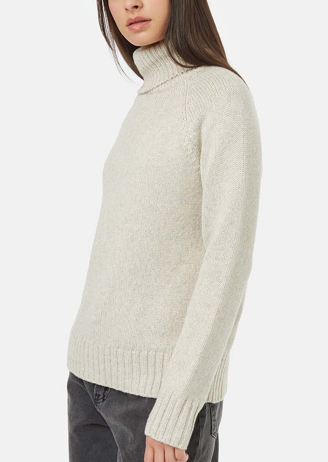 Tentree Women's Highline Wool Turtleneck Sweater Pale Oak Heather