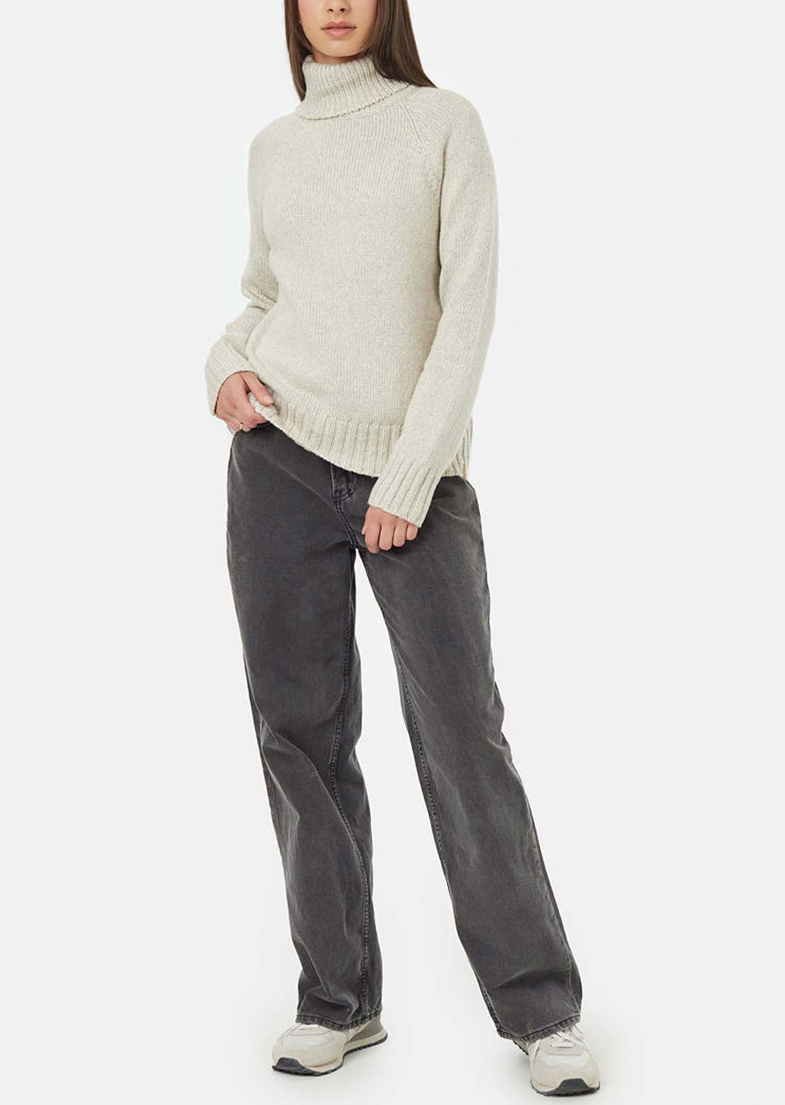 Tentree Women's Highline Wool Turtleneck Sweater Pale Oak Heather