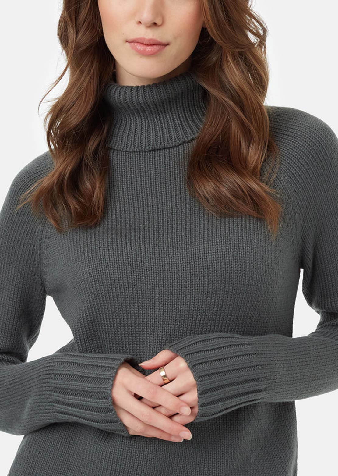 Tentree Women's Highline Wool Turtleneck Sweater Urban Green