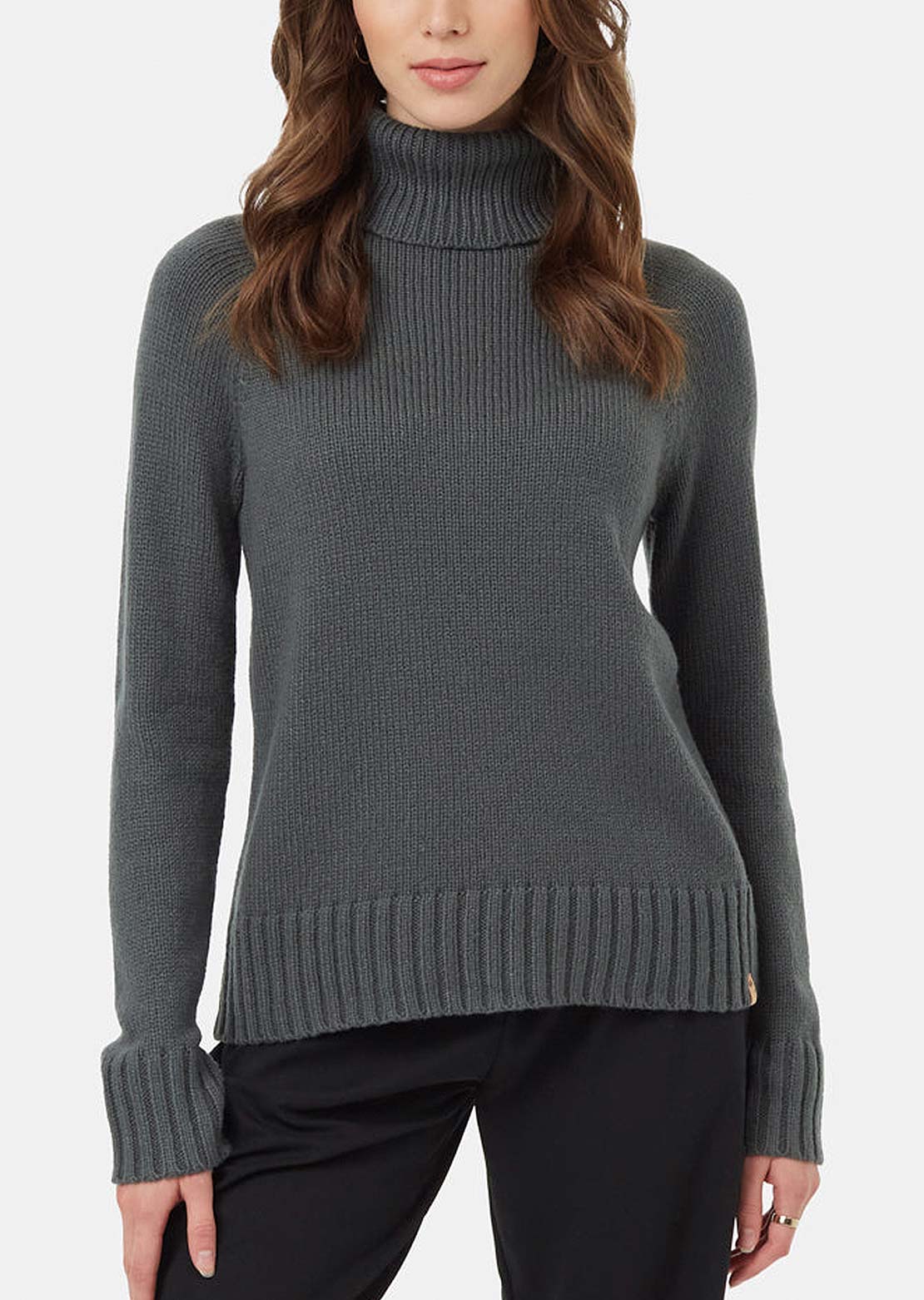 Tentree Women's Highline Wool Turtleneck Sweater Urban Green