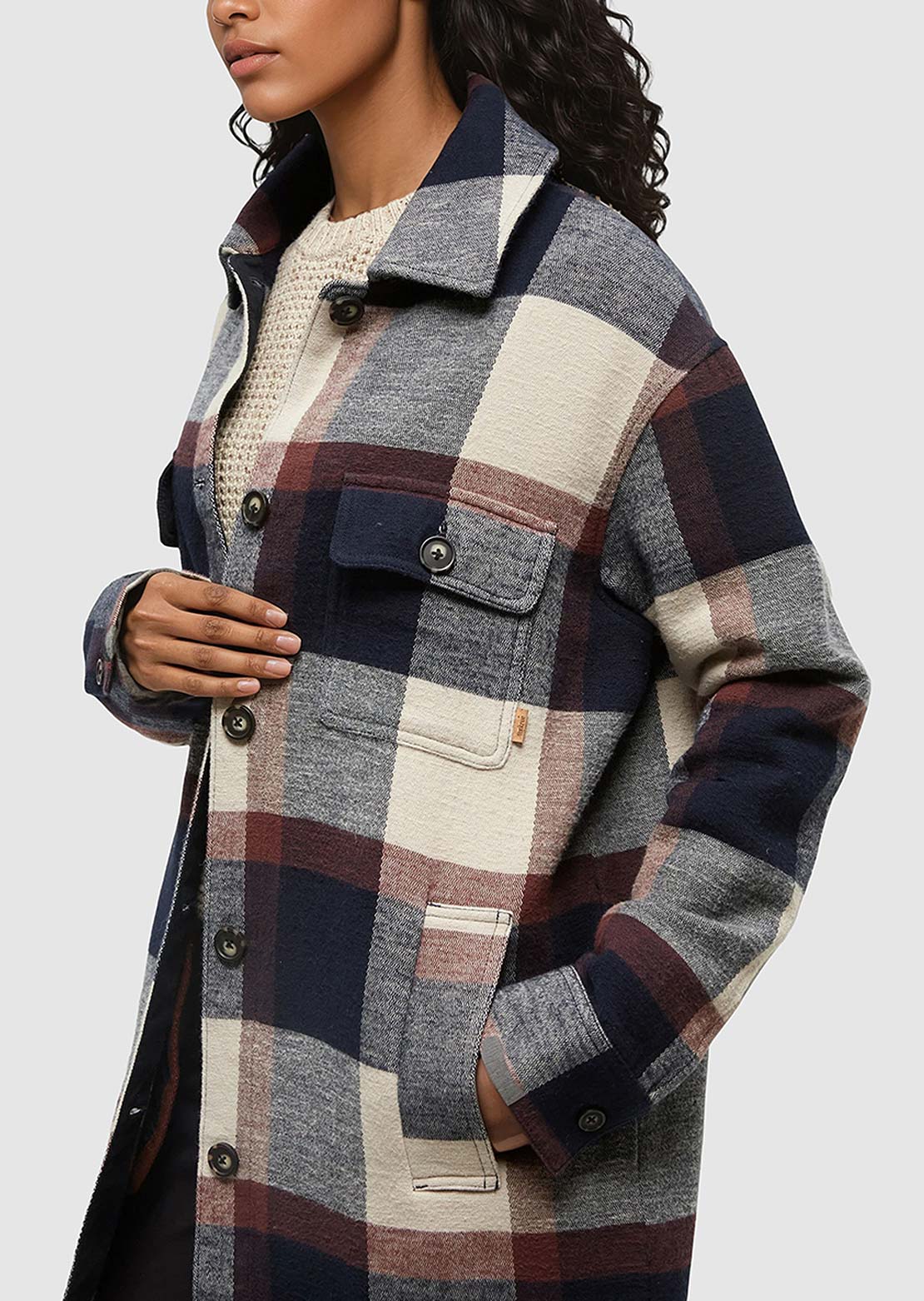 Tentree Women's Livingston Jacket Midnight Blue/Cabin Plaid