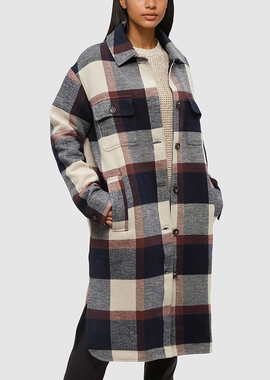 Tentree Women's Livingston Jacket Midnight Blue/Cabin Plaid