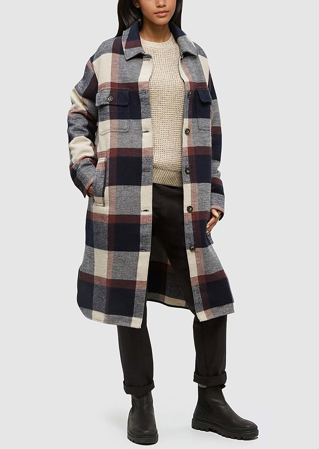 Tentree Women's Livingston Jacket Midnight Blue/Cabin Plaid