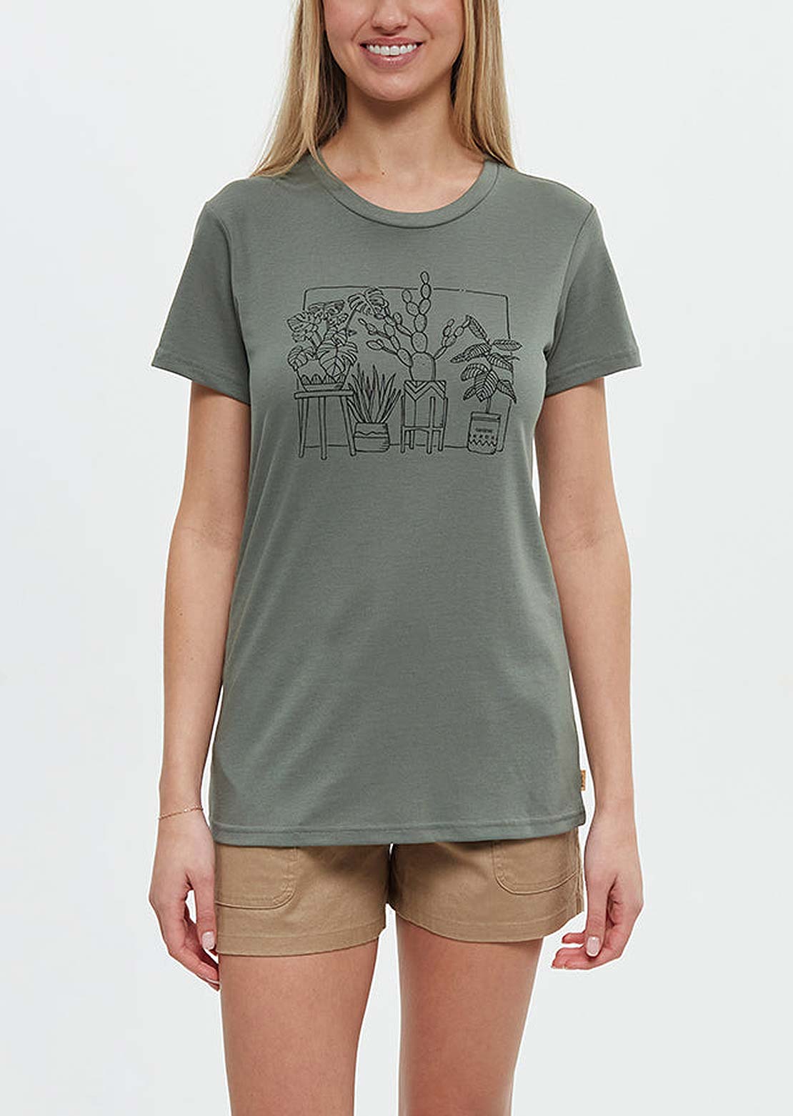 Tentree Women&#39;s Plant T-Shirt Agave Green/Meteorite Black