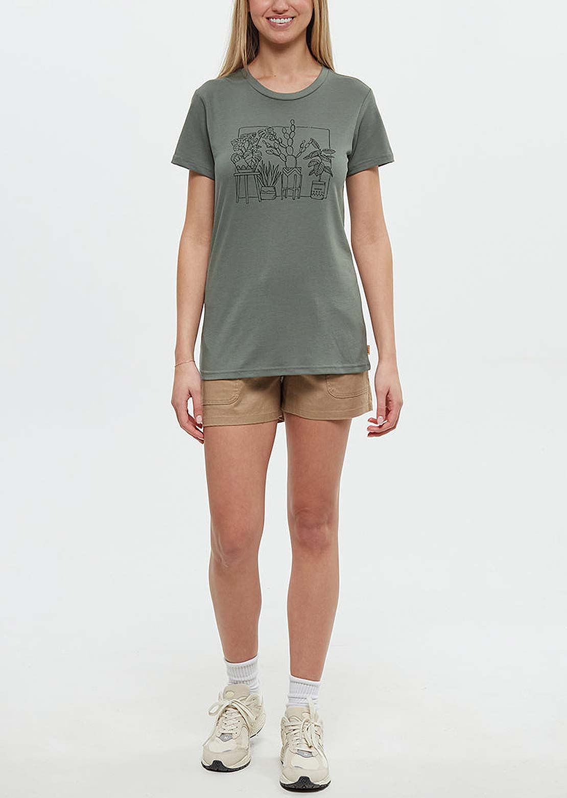 Tentree Women&#39;s Plant T-Shirt Agave Green/Meteorite Black