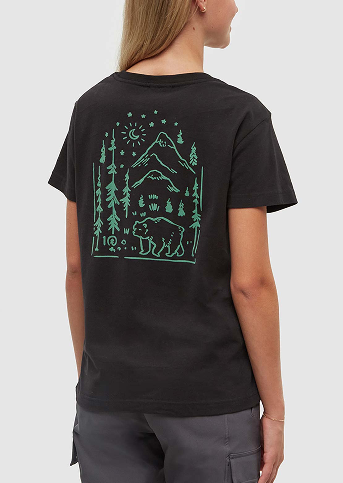 Tentree Women's Regenerative Boreal Bear T-Shirt Meteorite Black/Jade