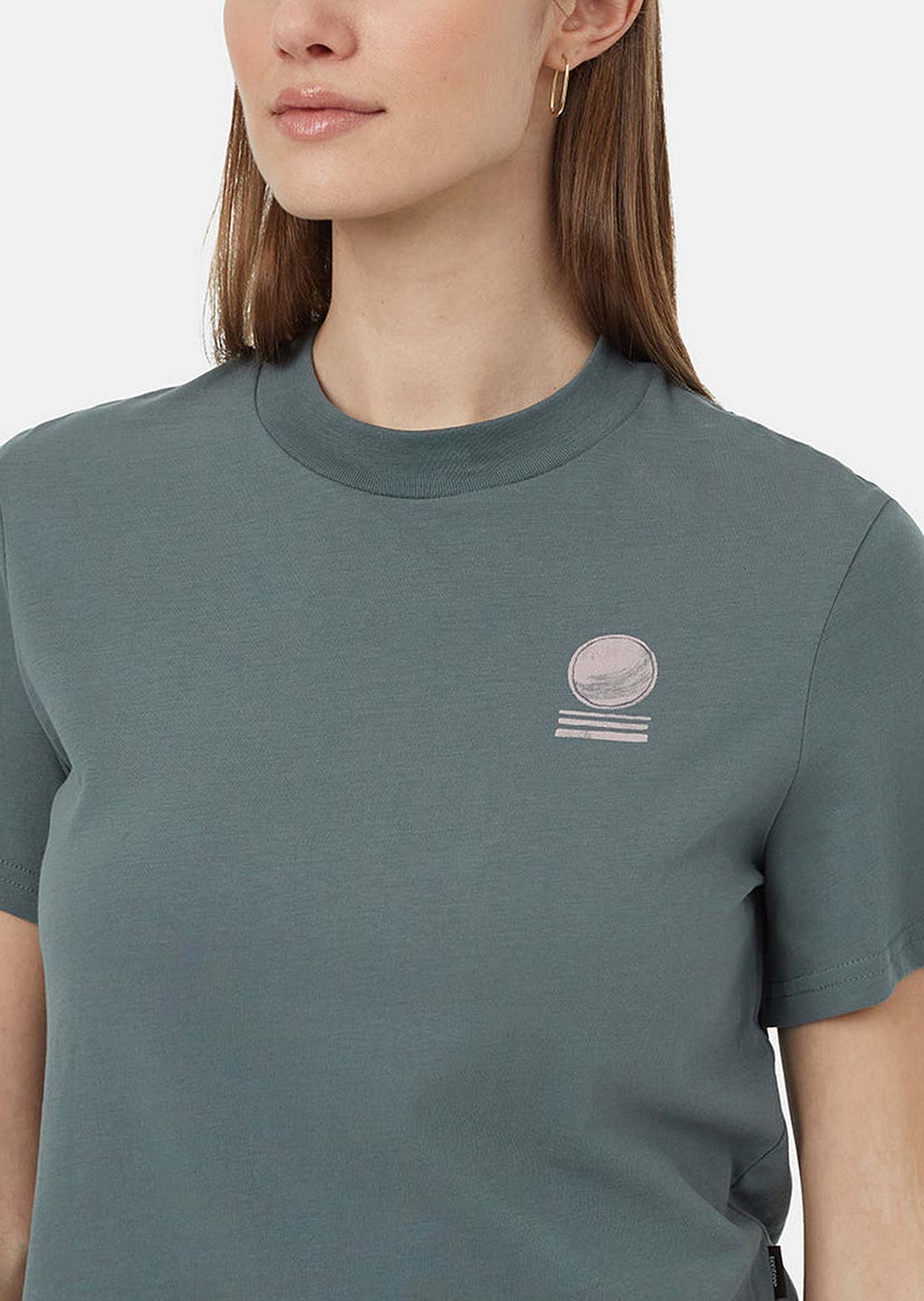 Tentree Women&#39;s Regenerative Series Crop Lines T-Shirt Light Urban Green/Violet Haze