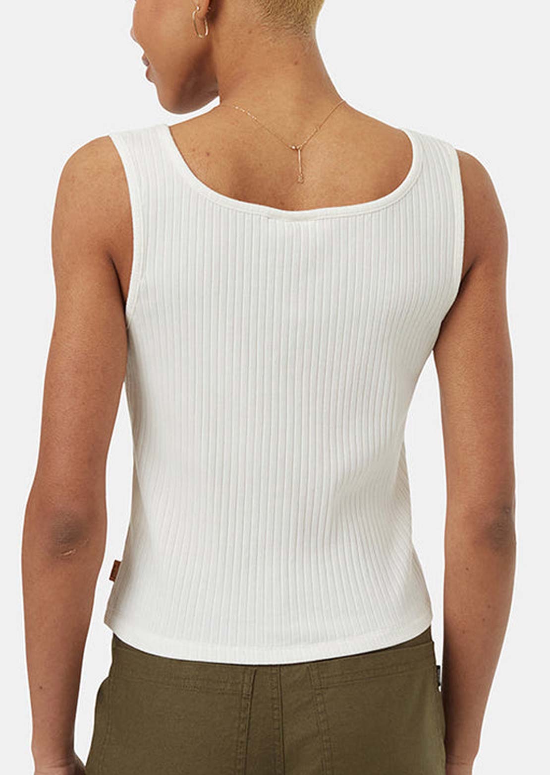 Tentree Women&#39;s Rib Button Front Tank T-Shirt white