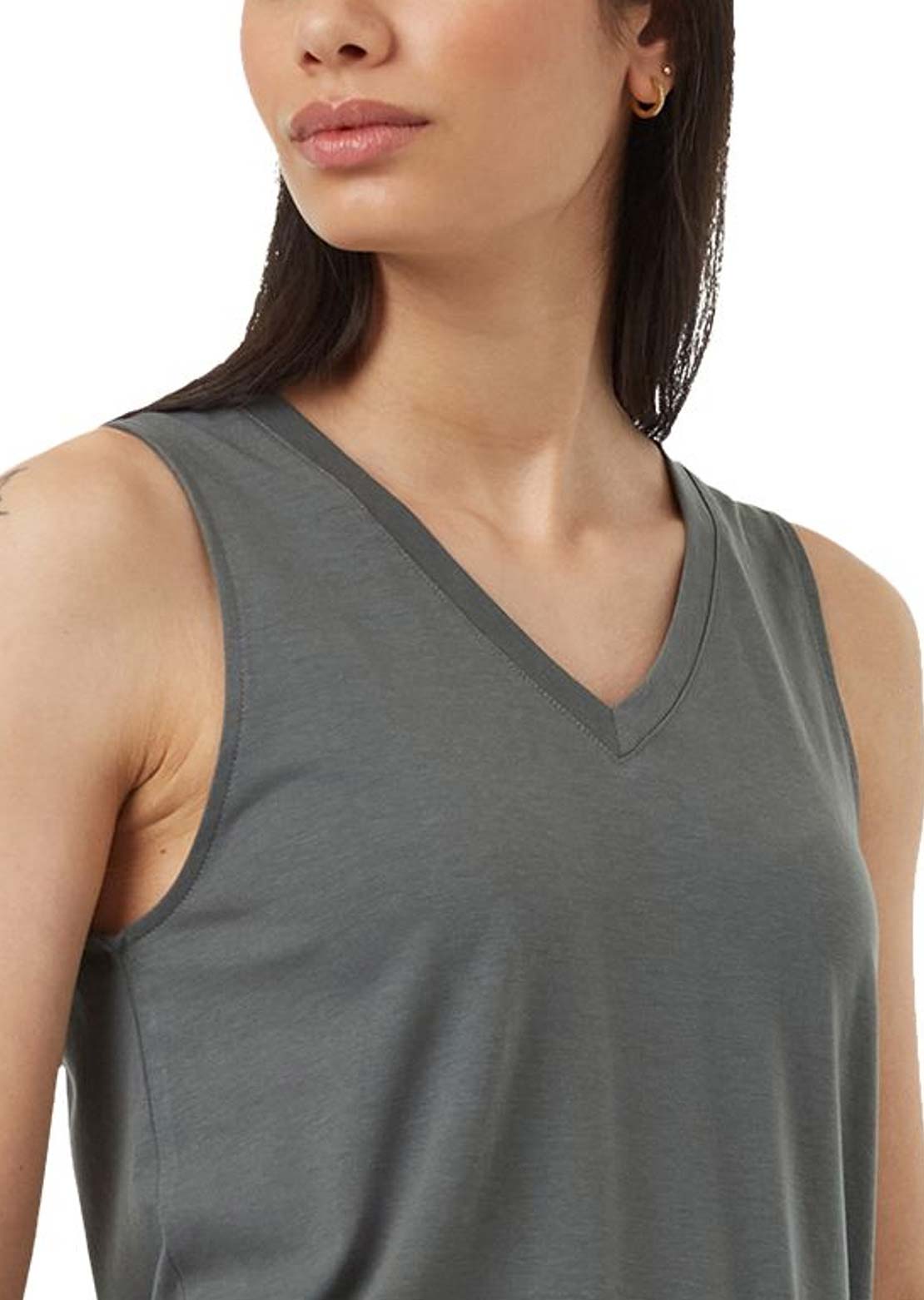 Tentree Women's TreeBlend V-Neck Tank Light Urban Green