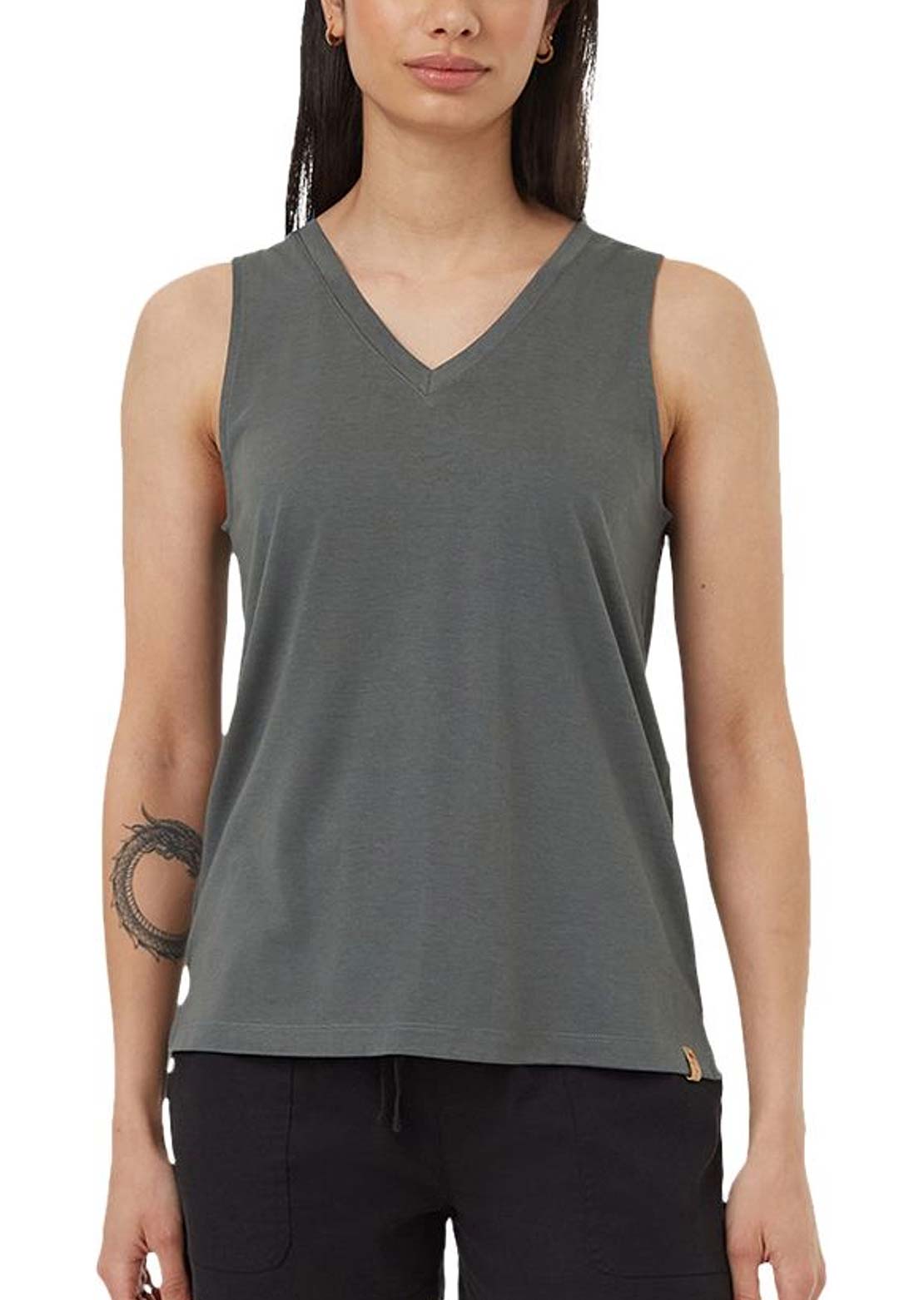 Tentree Women's TreeBlend V-Neck Tank Light Urban Green