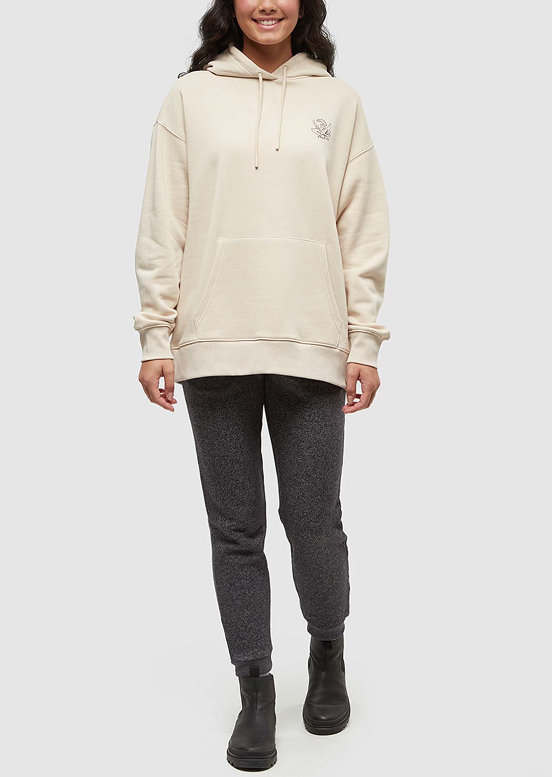 Tentree Women's Understory Oversized Hood Warm Oak/Meteorite Black