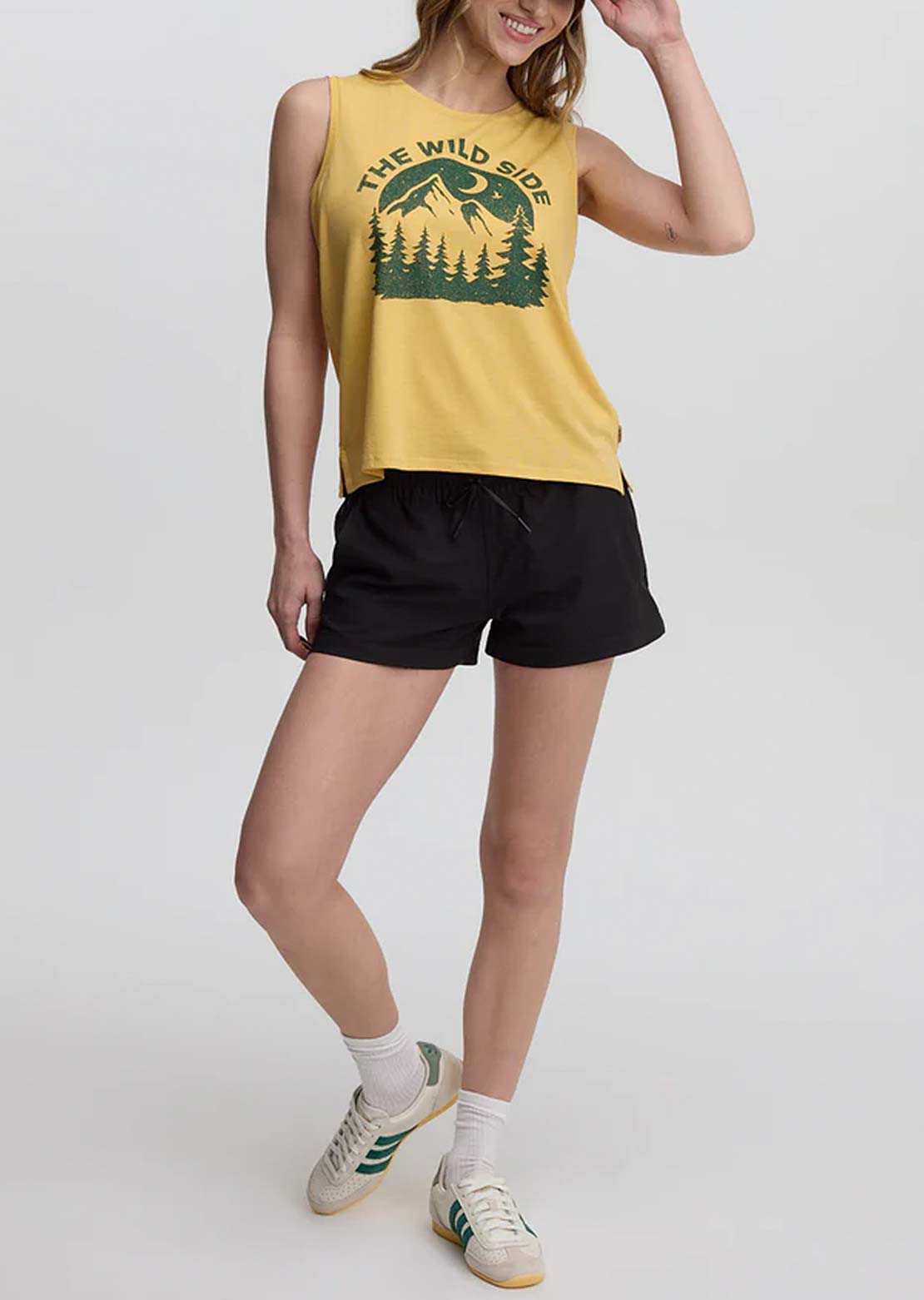Tentree Women's Wild Side Tank Top Dusk Yellow/Green