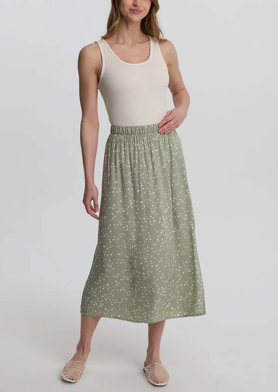 Tentree Women's Yaletown Skirt Light Moss/Bloom Floral