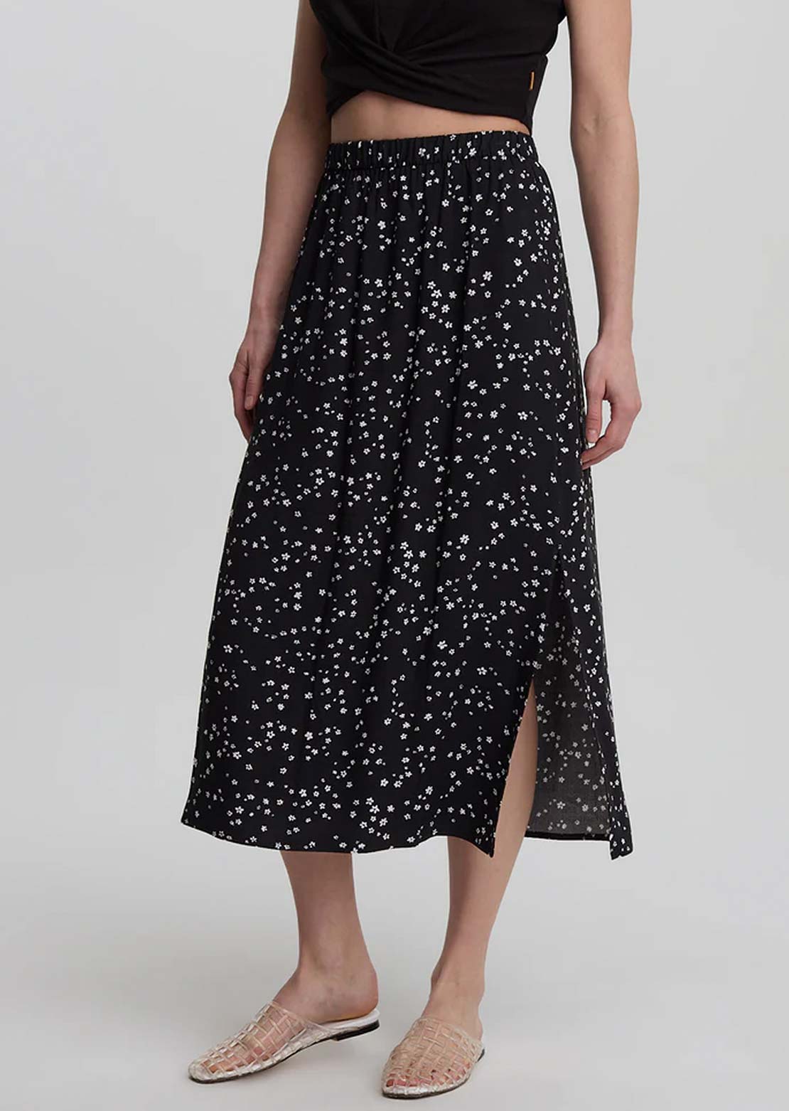 Tentree Women's Yaletown Skirt Meteorite Black/Floral