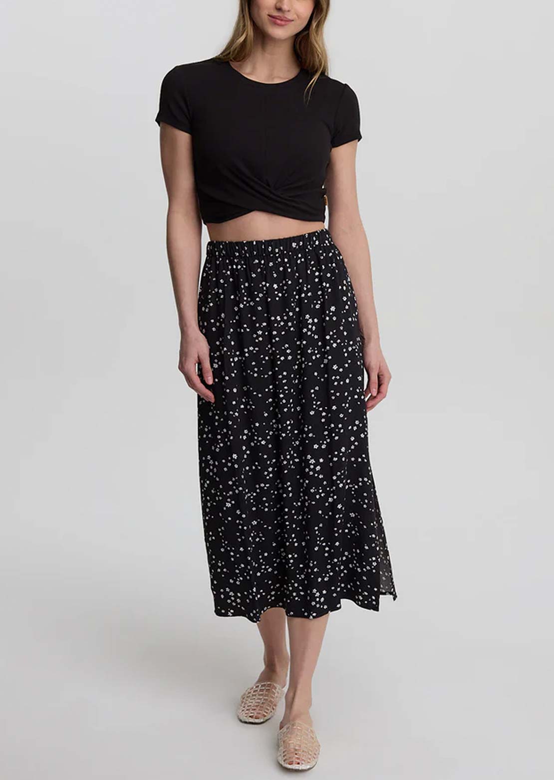 Tentree Women's Yaletown Skirt Meteorite Black/Floral