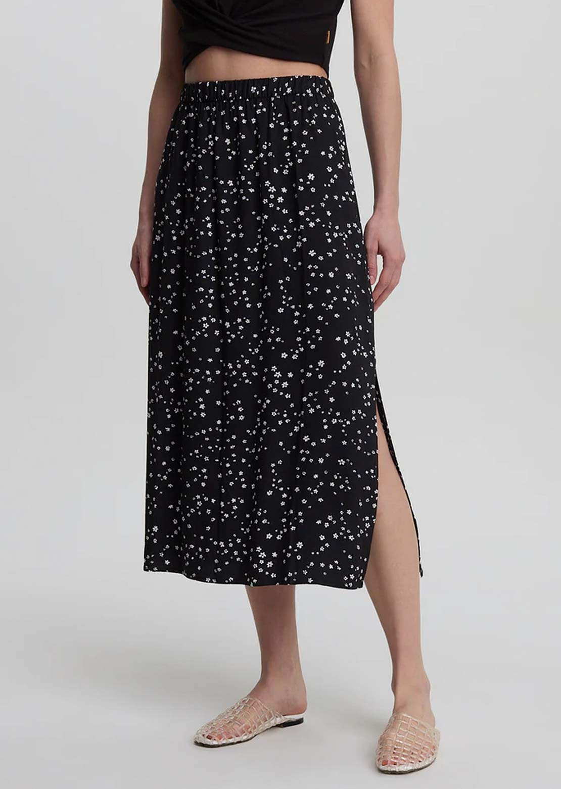 Tentree Women's Yaletown Skirt Meteorite Black/Floral