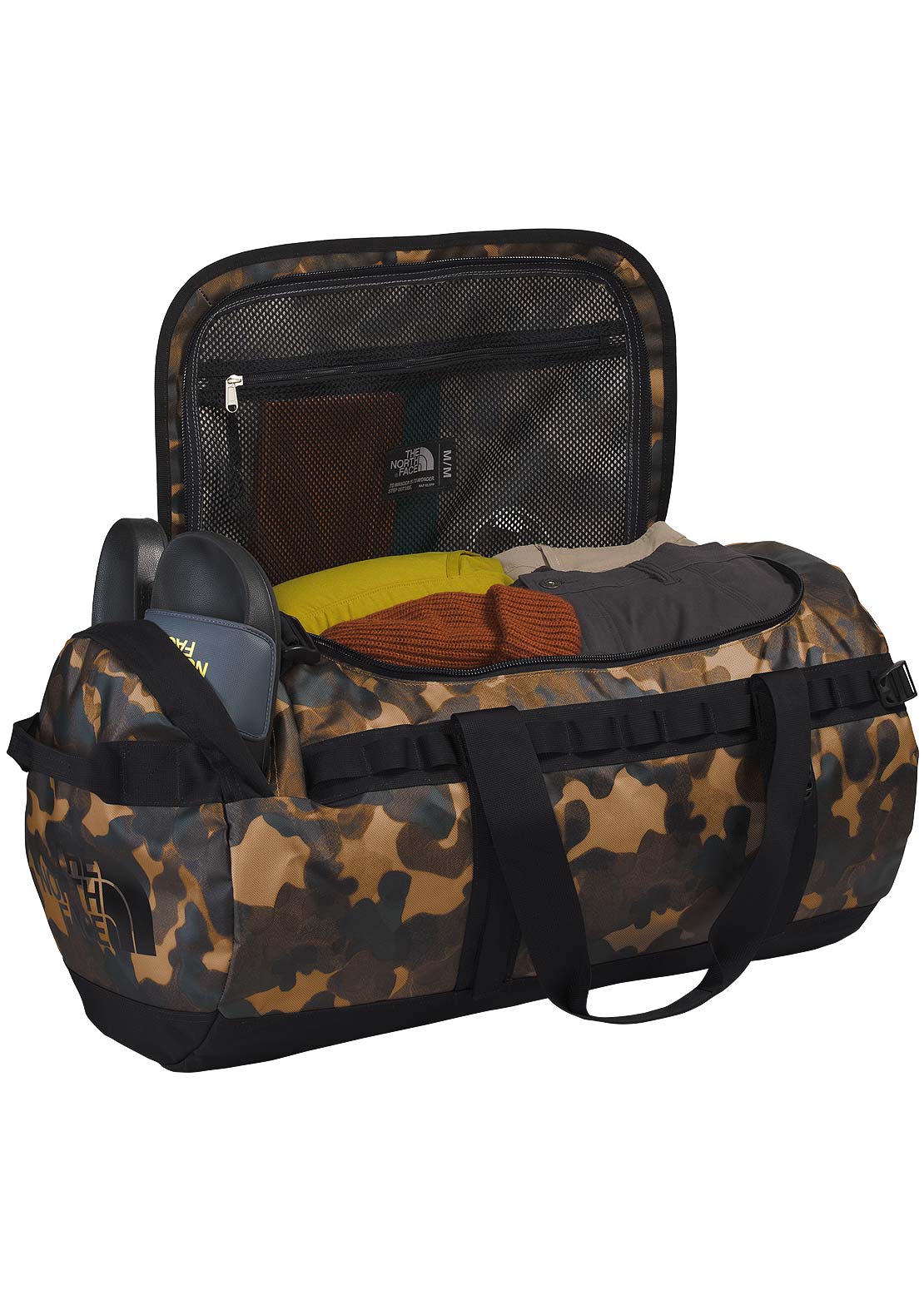 The North Face Base Camp M Duffel Bag Utility Brown Camo Texture Small Print/TNF Black-NPF
