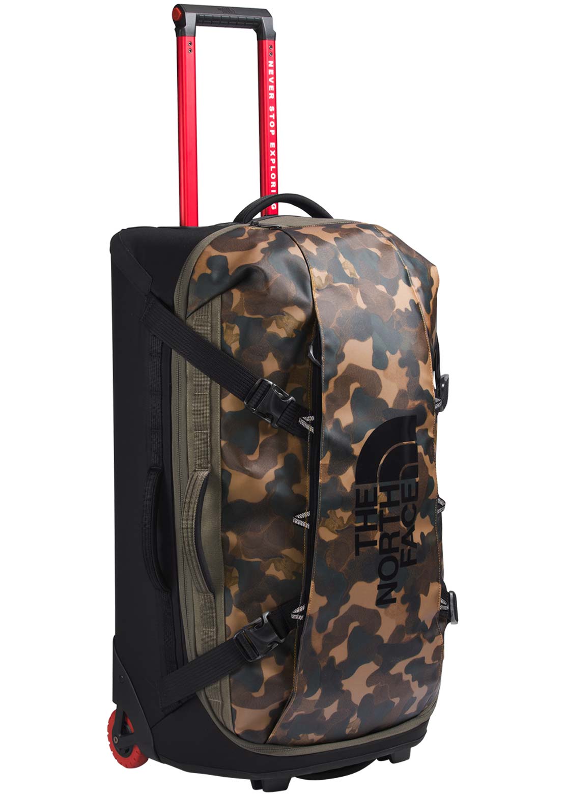 The North Face Base Camp Rolling Thunder 28 Luggage Bag Utility Brown Camo Texture Small Print/TNF Black-NPF