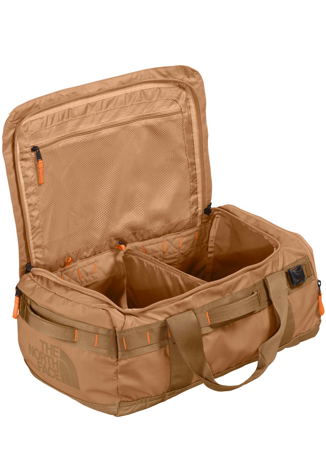 The North Face Base Camp Voyager 42L Duffel Bag Almond Butter/Utility Brown/Mandarin