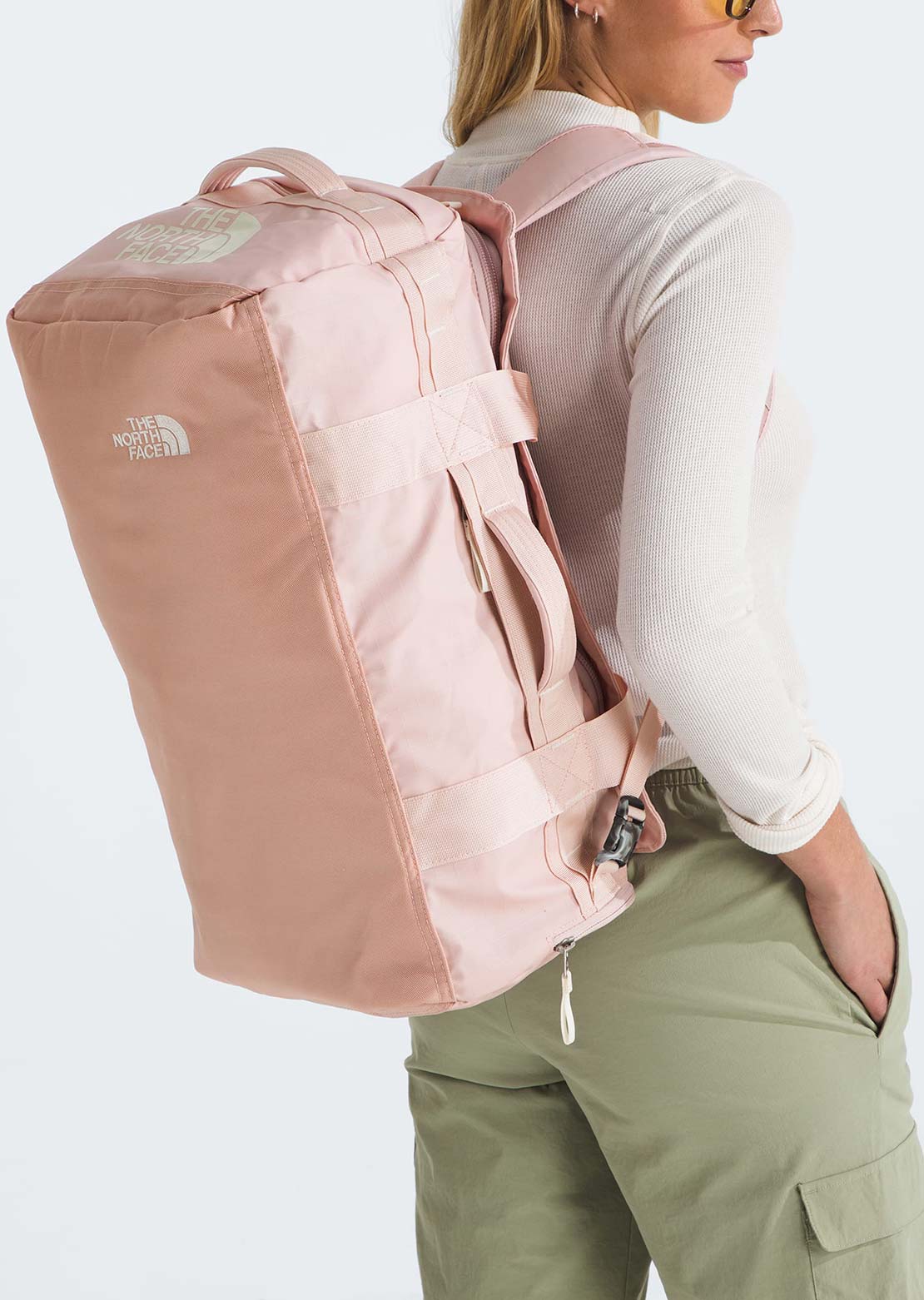 The North Face Base Camp Voyager 42L Duffel Bag Pink Moss/White Dune